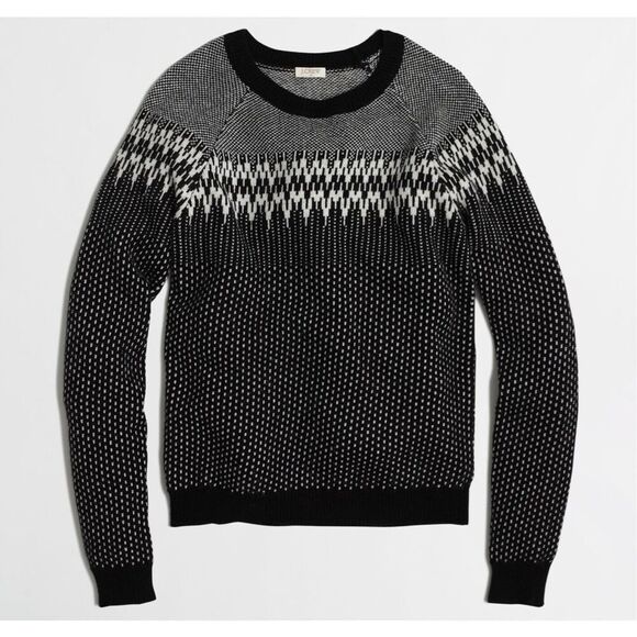 J.Crew black fairisle crewneck popcorn sweater m - Picture 1 of 9